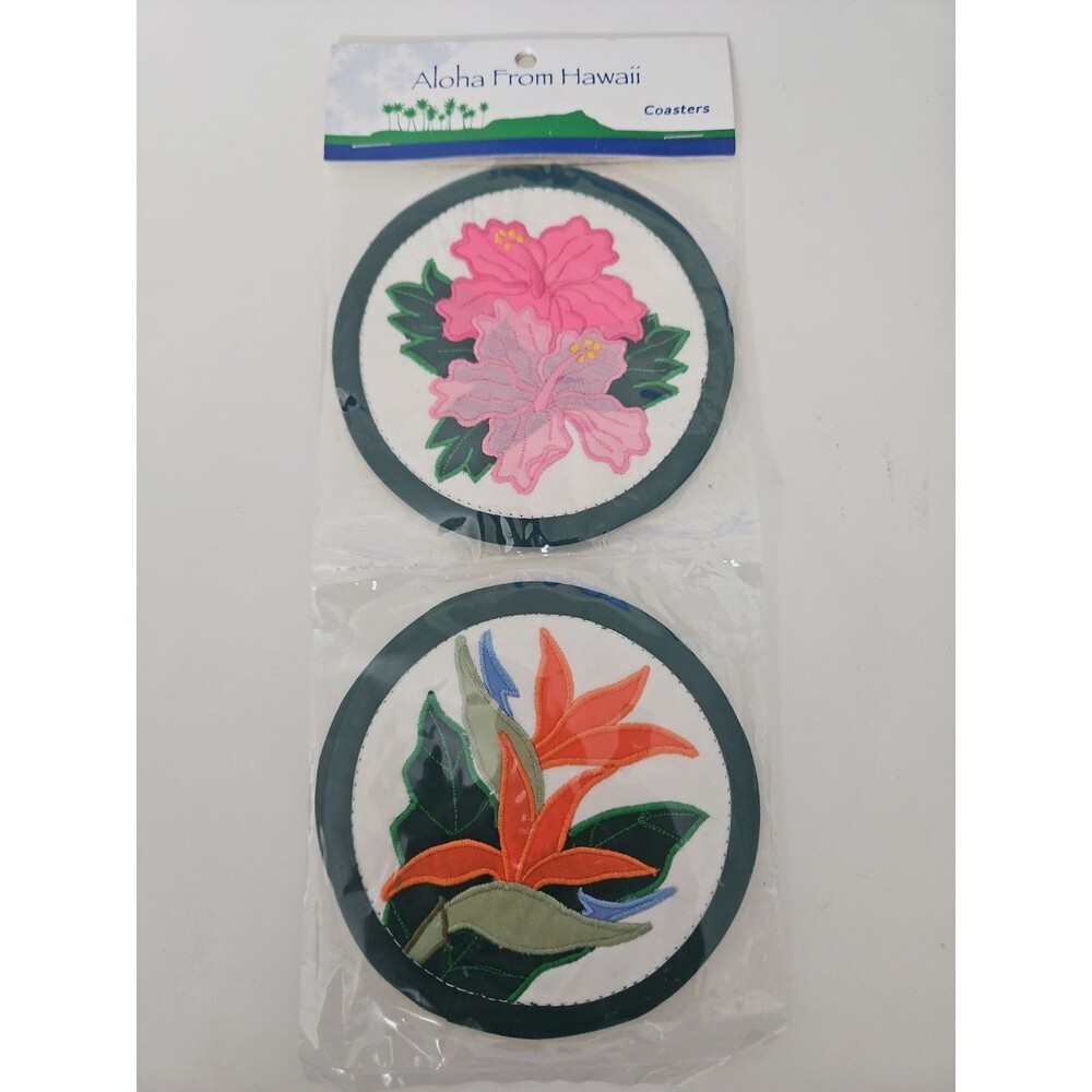 Vintage Coasters Fabric Embroidered Flowers 2 Sets Of 4